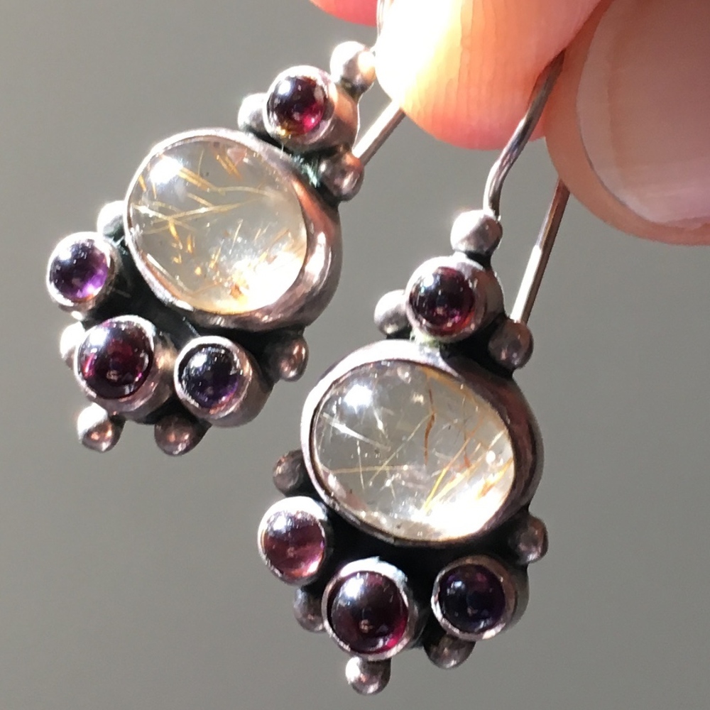 Vintage Sterling Silver Boho Earrings Prism